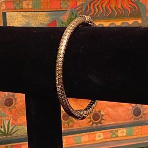 Fine Milor Italy 925 SS Gold-tone Diamond-cut Bangle, 7"